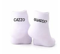 Regali Pazza idea Calzini unisex cotone bianchi o neri con scritta simpatica - azzo guardi ? - regalo scherzo compleanno - messaggio simpatico
