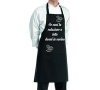 Regali Pazza idea Grembiule Cucina Nero Decorato - Taglia Unica - Cotone - Stile Moderno - Cucina e Cottura - Collezione Divertente