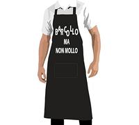 Regali Pazza idea Grembiule Nero Uomo Donna Barcollo Ma Non Mollo - Taglia Unica - Cotone - Decorato - Cucina e Bar - Regalo Divertente