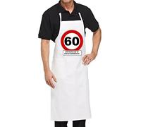 Regali Pazza idea Grembiule Uomo Donna Decorato 60 Anni - 70x90 cm - Poliestere - Bianco - Compleanno - Coppie Innamorate