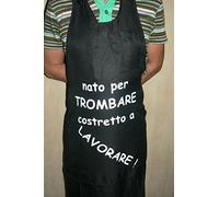 Regali Pazza idea Grembiule Uomo Nero Decorato - Taglia Unica - Cotone - Design Divertente - Ideale per Cucina - Collezione Umoristica