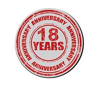 Regali Pazza idea Mouse Pad Tappetino Pc Decorato - 25x20 cm - Materiale Antiscivolo - Frase 18 Years Anniversary - Ufficio e Casa - Regalo Compleanno