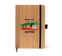 Regali Pazza idea Notebook A5 copertina bambù e dorso sughero - Segnapagina e chiusura elastica - scritta sono un alpino - regalo uomo alpini