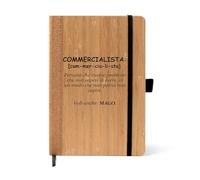 Regali Pazza idea Notebook A5 copertina bambù e dorso sughero - Segnapagina e chiusura elastica - scritta commercialista - regalo uomo donna