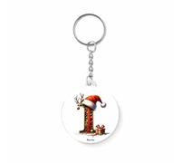 Regali Pazza idea Portachiave natale scritta Iniziale Nome - Diam 37 Mm Decorato - Metallo - regalo amici, alunni scuola (I)