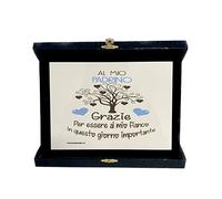 Regali Pazza idea Scatola con Targhetta al Mio Padrino - 21x16x2,5 cm - Legno e Carta - Elegante e Personalizzata - Regalo Speciale - Collezione Padrino