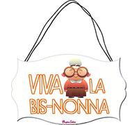 Regali Pazza idea Targa Targhetta Legno MDF 10,4x16,9 - Decorato con La Frase Viva La bis Nonna - Regalo Festa - Collezione Nonni