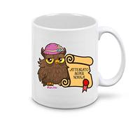 Regali Pazza idea Tazza Mug Ceramica - 8 X 10 cm - Attestato Super Nonna - Gufo e Gufetta - Regalo Perfetto - Collezione festa della nonna