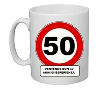 Regali Pazza idea Tazza Mug Decorata 50 Anni Ventenne - 8x10 cm - Ceramica - regalo uomo donna - Regalo Compleanno - Collezione festa