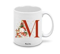 Regali Pazza idea Tazza personalizzata lettera iniziale del nome - design natalizio - regalo natale uomo donna - collezione dalla A alla Z (M)