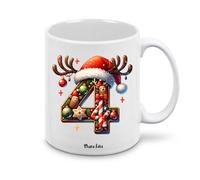 Regali Pazza idea Tazza personalizzata lettera iniziale del nome o numeri - design natalizio - regalo natale uomo donna - collezione dalla A alla Z (4)