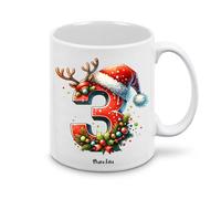 Regali Pazza idea Tazza personalizzata lettera iniziale del nome o numeri - design natalizio - regalo natale uomo donna - collezione dalla A alla Z (3)