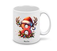 Regali Pazza idea Tazza personalizzata lettera iniziale del nome o numeri - design natalizio - regalo natale uomo donna - collezione dalla A alla Z (8)