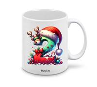 Regali Pazza idea Tazza personalizzata lettera iniziale del nome o numeri - design natalizio - regalo natale uomo donna - collezione dalla A alla Z (2)