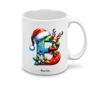 Regali Pazza idea Tazza personalizzata lettera iniziale del nome o numeri - design natalizio - regalo natale uomo donna - collezione dalla A alla Z (B)