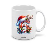 Regali Pazza idea Tazza personalizzata lettera iniziale del nome o numeri - design natalizio - regalo natale uomo donna - collezione dalla A alla Z (6)