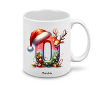 Regali Pazza idea Tazza personalizzata lettera iniziale del nome o numeri - design natalizio - regalo natale uomo donna - collezione dalla A alla Z (0)