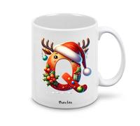 Regali Pazza idea Tazza personalizzata lettera iniziale del nome o numeri - design natalizio - regalo natale uomo donna - collezione dalla A alla Z (q)