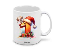Regali Pazza idea Tazza personalizzata lettera iniziale del nome o numeri - design natalizio - regalo natale uomo donna - collezione dalla A alla Z (1)