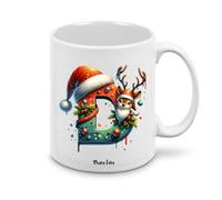 Regali Pazza idea Tazza personalizzata lettera iniziale del nome o numeri - design natalizio - regalo natale uomo donna - collezione dalla A alla Z (D)