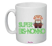 Regali Pazza idea Tazza Super Bis Nonno - 8x10 cm - Ceramica Lavabile - Decorata con Frase - Regalo Compleanno - Collezione Nonni