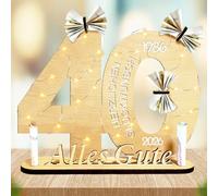 Regali per 40 compleanni, 40 compleanni, decorazioni in legno a LED di 40 anni, regali in denaro, compleanno, 40 decorazioni da tavolo con catena luminosa a LED, fantastiche idee regalo per 40 donne e