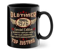 Regali per 50° compleanno, uomini, 1976 Special Edition tazza da caffè come regalo di compleanno, 50° compleanno, regalo per uomo, amici, collega, compleanno, festa del papà, nero, in ceramica, 350 ml
