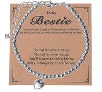 Regali per amici per donne Bestie Braccialetti dell'amicizia per donne Grils Sorella Regali di compleanno per le donne Braccialetto con perline a cuore in argento per le donne Regalo di Natale per la