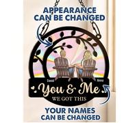 Regali per anniversario "Tu e io ce la faremo" - Regalino personalizzato a forma di arcobaleno per coppie, con nome e design personalizzabili, decorazione romantica per la casa 8 pollici,6 polliciLegn
