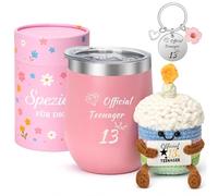 Regali per bambine di 13 anni, regalo per ragazze di 13 anni, regalo per il 13 ° compleanno per ragazze, set regalo carino per adolescenti con tazza termica da 12 oz, scatola regalo, portachiavi e