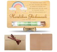 Regali per battesimo per ragazze e ragazzi arcobaleno, regalo in denaro, battesimo, ragazza, in legno, con supporto, biglietto vuoto e busta, regalo per battesimo, ragazza, confezione regalo, soldi