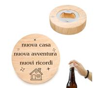 Regali per Casa Nuova Amica, Idee Regalo Casa Nuova per Amici Coppia Uomo Donna Collega Colleghe, Divertente Regalo Famiglia Familiari Natale Originale Utile Apribottiglie Rotondo in Legno