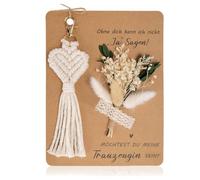Regali per Damigelle d'Onore 18 * 5CM Portachiavi Keychain Tessuto Regali Bouquet di Fiori Secchi Fatto a Mano Stile Bohémien Personalizzati con Biglietto per la Tua Migliore Amica