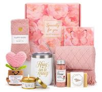 Regali per donne di compleanno e guarisci presto, set regalo rilassante spa con morbida coperta e candela per aromaterapia da 70,9 g, cestino premuroso per la cura di sé per mamma, moglie, fidanzata e