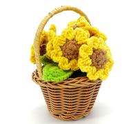 Regali per donne, fiori all'uncinetto, regalo di compleanno per famiglie, bambini, amici, bouquet di girasole fatto a mano, cesto di buon miglioramento, pianta artificiale, soggiorno, ufficio