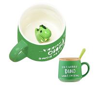 Regali Per Donne Simpatica Tazza da Caffè Con Dinosauro al Suo Interno, Tazza da Tè Con Coperchio e Cucchiaio Tazza Kawaii Tazze Divertenti e Originali Per San Valentino Festa Della Mamma Natale