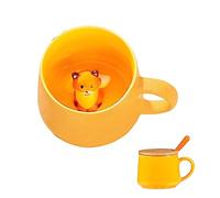 Regali Per Donne Simpatica Tazza da Caffè Con Volpe al Suo Interno, Tazza da Tè Con Coperchio e Cucchiaio Tazza Kawaii Tazze Divertenti e Originali Per San Valentino Festa Della Mamma Natale Pasqua
