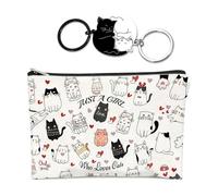 Regali per gli amanti dei gatti, set di borse per il trucco per le donne, con 1 paio di abbraccio, portachiavi e sacchetto regalo, regalo per donne, regali d'amore, fidanzato, regalo di compleanno