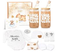 Regali per i nuovi genitori per coppie, regalo di sesso per i genitori per la prima volta, regalo unico per baby shower con tazze di vetro per la nuova mamma e il nuovo papà, cestino per annuncio di