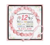 Regali per il 12° compleanno per ragazze, braccialetti con perline per ragazze di 12 anni, scatola di compleanno a doppia cifra per lei, braccialetto regolabile con perle di pietra regalo per figlia