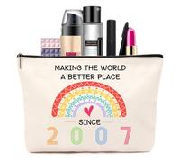 Regali per il 18° compleanno per ragazze, borse per cosmetici ispiratrici arcobaleno per il compleanno del 2007, regalo divertente per il 18° compleanno per donne, 18 anni regali di compleanno borse