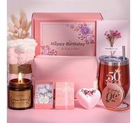 Regali per il 50° compleanno per donne, cesti di compleanno personalizzati per lei che compie 50 anni, divertente cestino regalo per 50° compleanno per migliore amica, mamma, sorella, moglie, zia