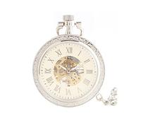 Regali per il papà Orologio da tasca Orologio da tasca meccanico con scheletro Orologio da tasca con numeri romani senza cappuccio Orologio da tasca con carica Pocket Watch