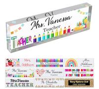 Regali per insegnanti Targa da scrivania personalizzata per classe Targa con nome personalizzato Targa da scrivania personalizzata Blocco acrilico Festa dell'insegnante Regalo di ringraziamento 20 x