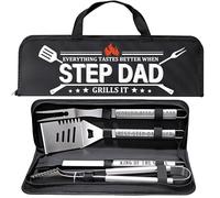 Regali per la festa del papà, regalo per patrigno da figliastra accessori per grigliare, set di griglie in acciaio inox resistente, strumenti per barbecue per barbecue all'aperto con custodia in