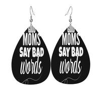 Regali per la mamma: le brave mamme dicono parolacce. Orecchini in pelle, decorazioni per abiti, adatti per feste, festività e vita quotidiana.