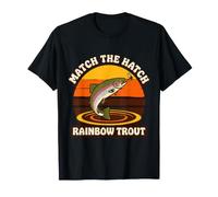 Regali per la Pesca a Mosca della Trota per Gli Uomini Rainbow Match Hatch Maglietta