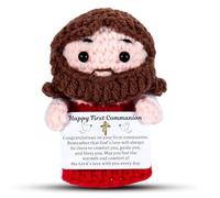 Regali per la prima comunione per ragazze e ragazzi, regalo per la prima comunione 2026 per lei donne uomini, bambola all'uncinetto con Gesù, regalo per cresima, battesimo, per adulti, donne, uomini