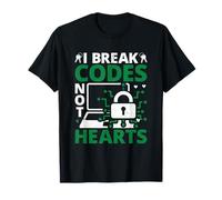 Regali Per La Sicurezza Informatica E Hacker Etico - I Break Codes Not Hearts - Cyber Security Maglietta Unisex Adulti, Nero, Small, Manica Corta, T-Shirt Classica