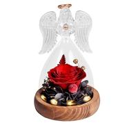 Regali per Lei, Rosa Stabilizzata Vera Rose Eterne Fiori Fatto a Mano in vetro con Luci LED per Donna Mamma Nonna Fidanzata, Regali per San Valentino Festa Della Mamma Compleanno Ringraziamento Natale